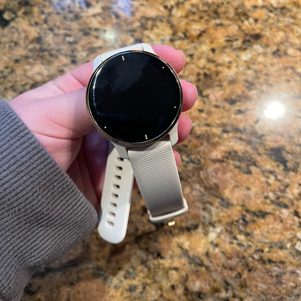 Garmin Venu 2 plus gold and ivory smartwatch fitness tracker